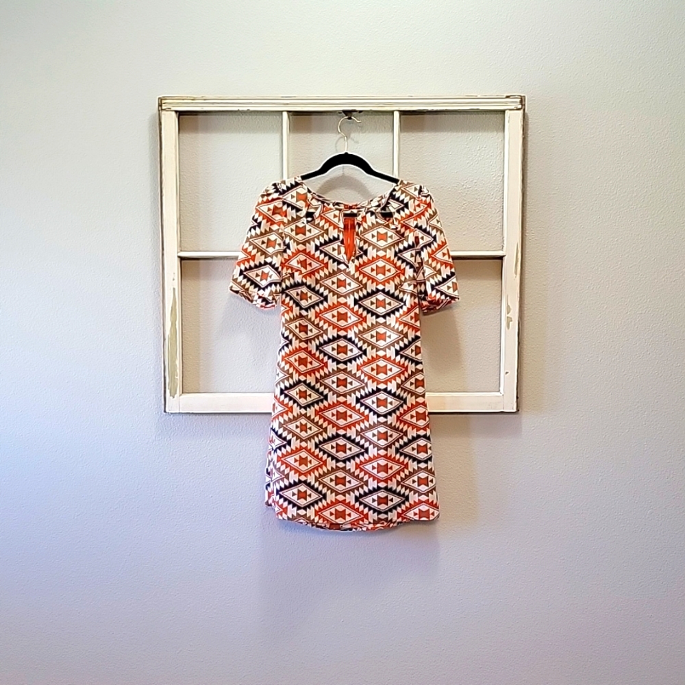 Pink Owl Geometric Cutout Shift Dress - Sz L
